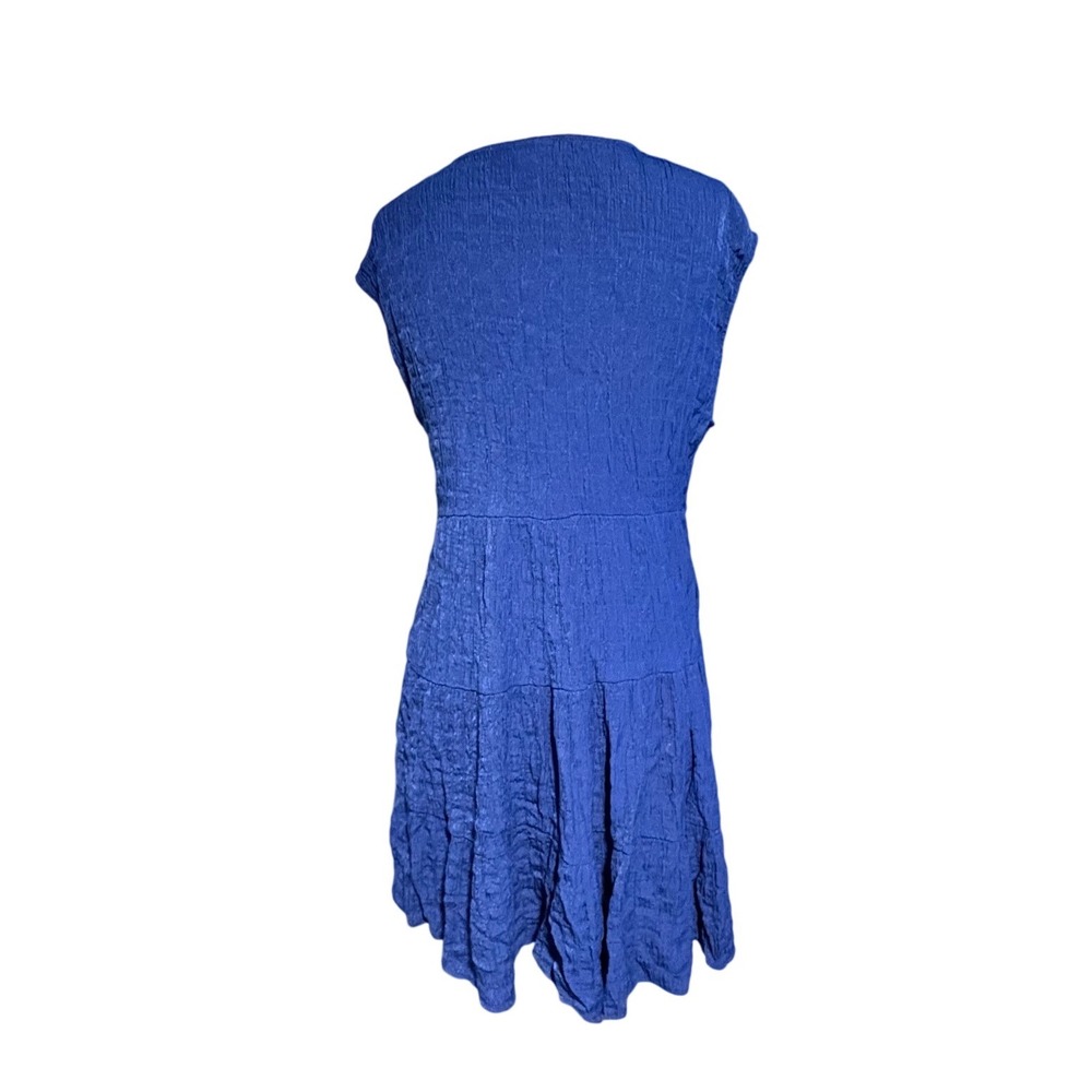 Knox Rose Womens Royal Blue Crinkle Textured Tiered Mini Dress Sleeveless Size S - Picture 3 of 8